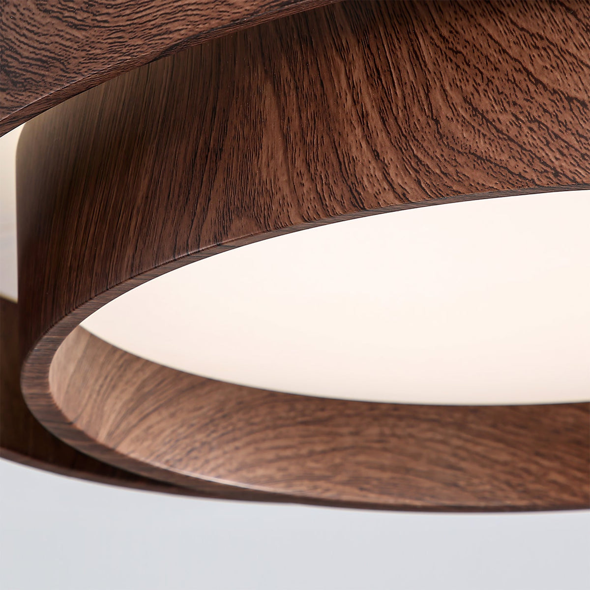 Flush Mount Ceiling Light LED Walnut Finish Dimmable Living Room
