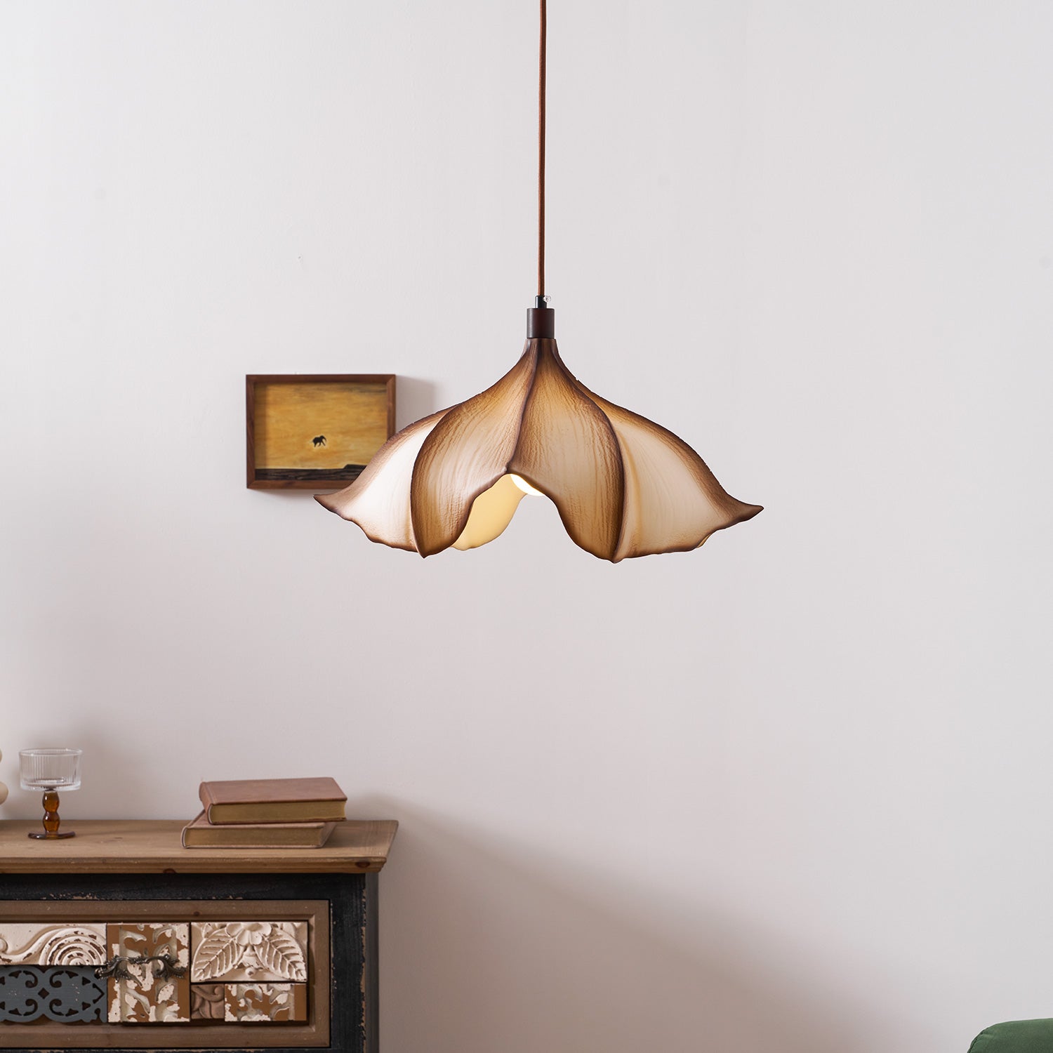 Cocoon Pendant Light Sculptural Webbed Shade Mid Century Style