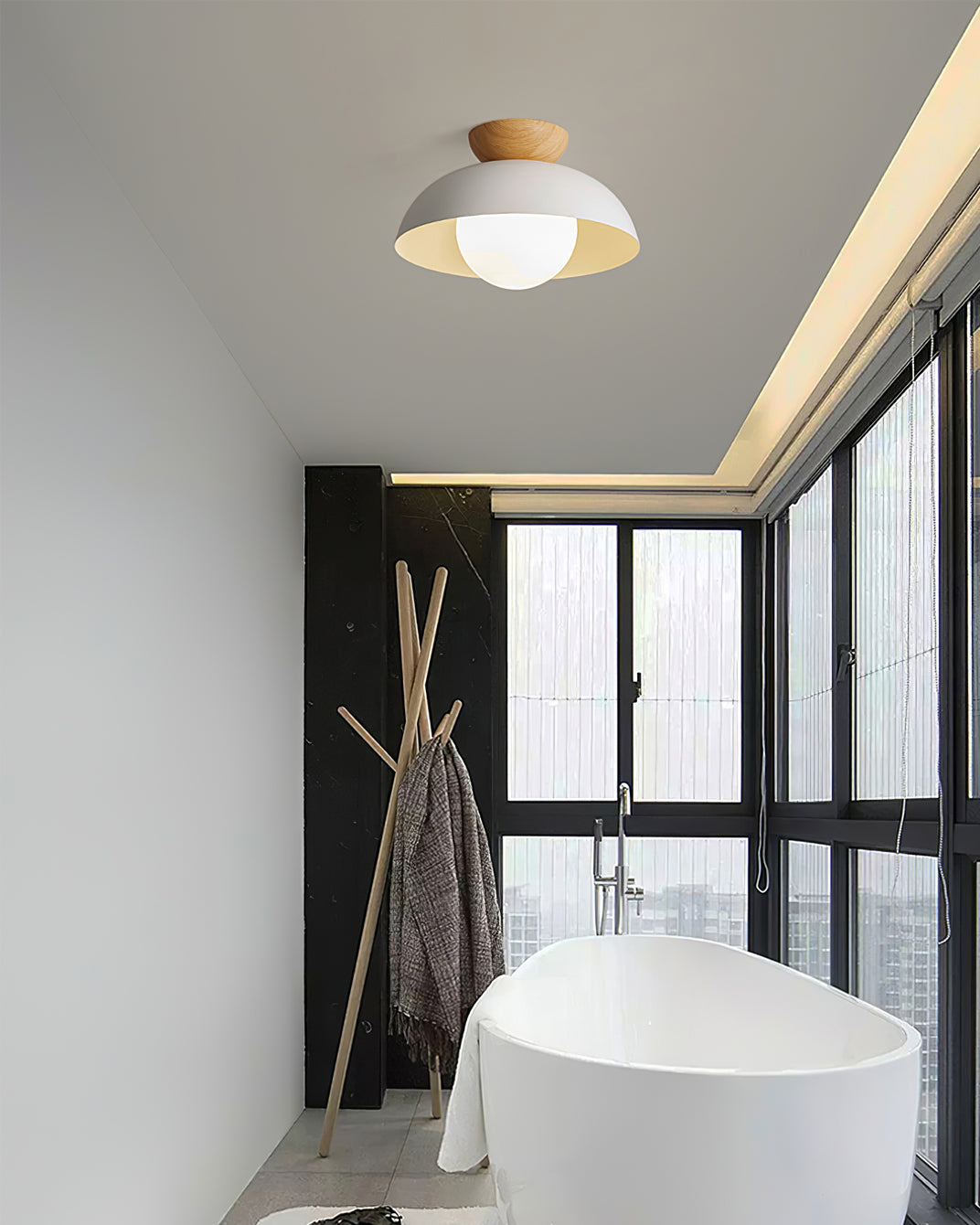 Sloped Ceiling Light Fixture White Glass Shade E26 Base Vaulted Room