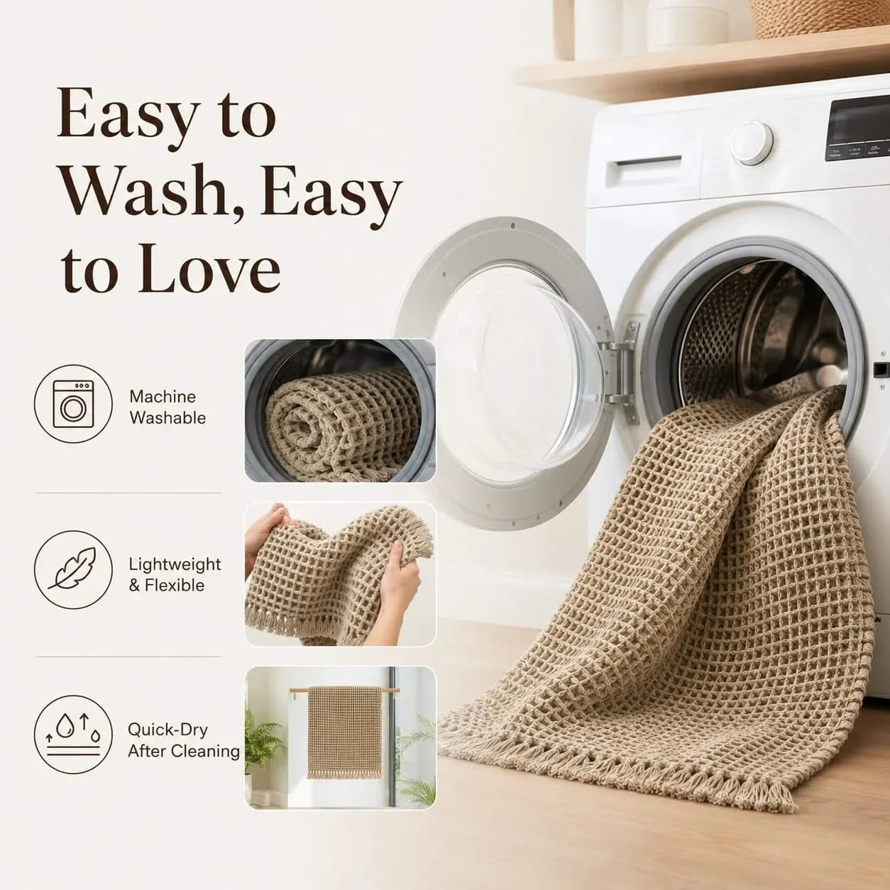 Waffle Weave Bath Mat Quick-Dry