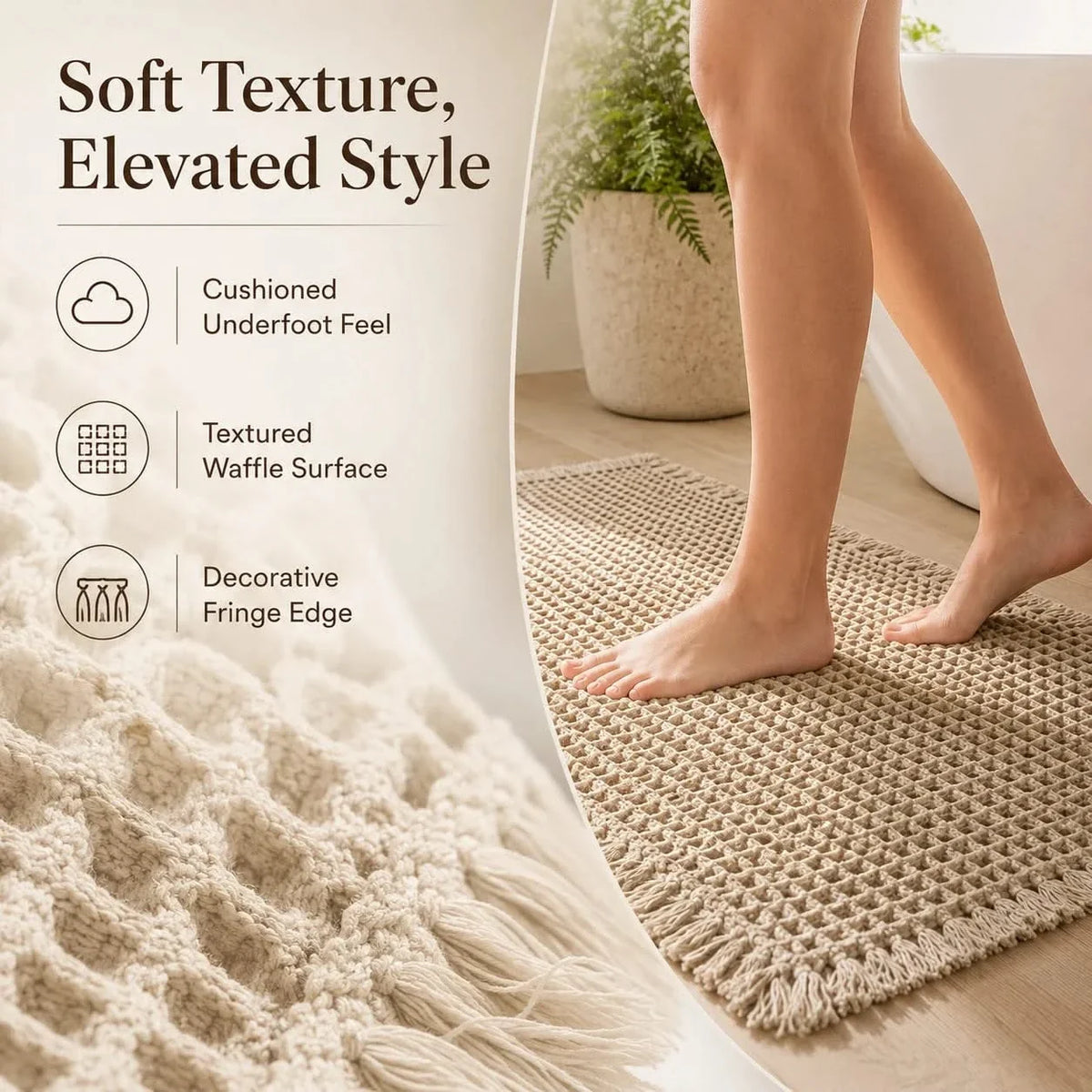 Waffle Weave Bath Mat Quick-Dry