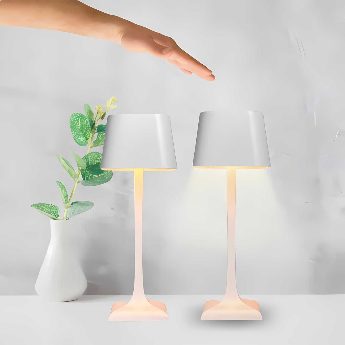 Cordless Table Lamp Two Tone Metal Rechargeable Dimmable for Living Room