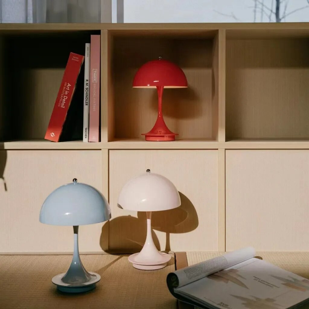 Mushroom Lamp Cordless Rechargeable Touch Dimmable for Bedside and Desk