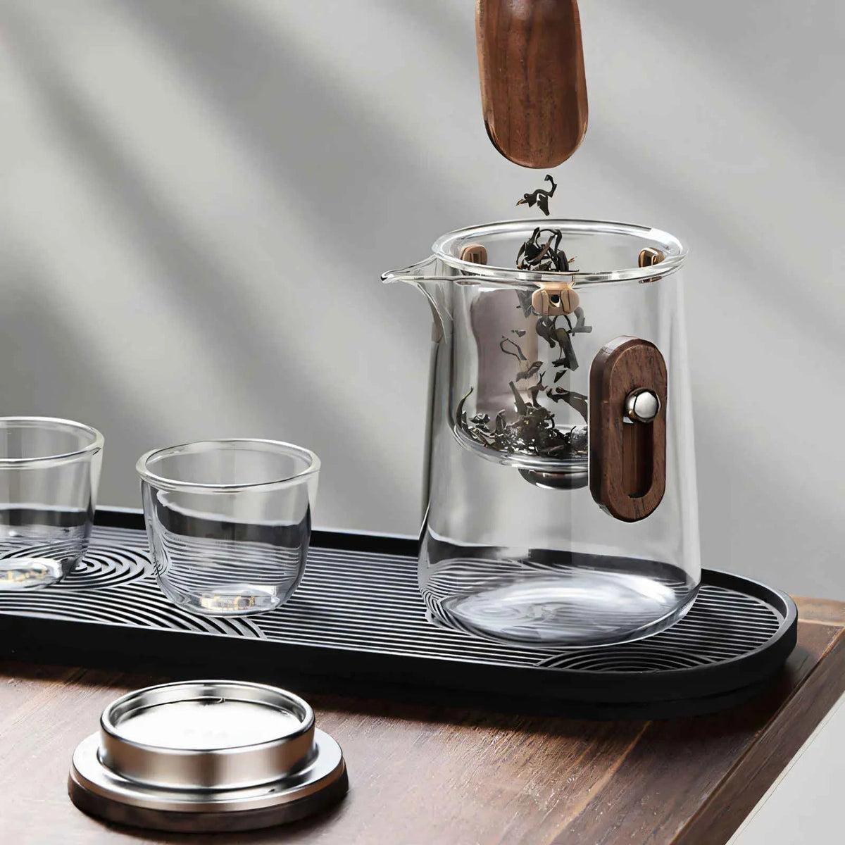 Travel Tea Set with Glass Teapot, Cups and Hard Case