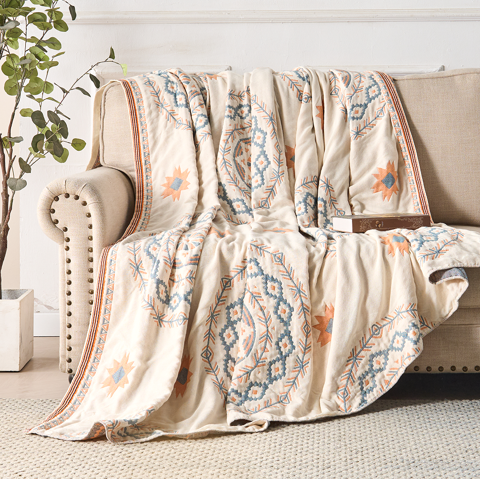 Mandala Throw Blanket Cotton Boho Fringed