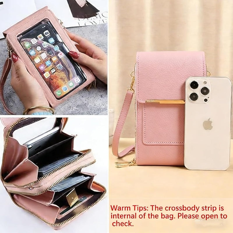 RFID Crossbody Phone Bag Anti Theft Wallet with Clear Touch Window