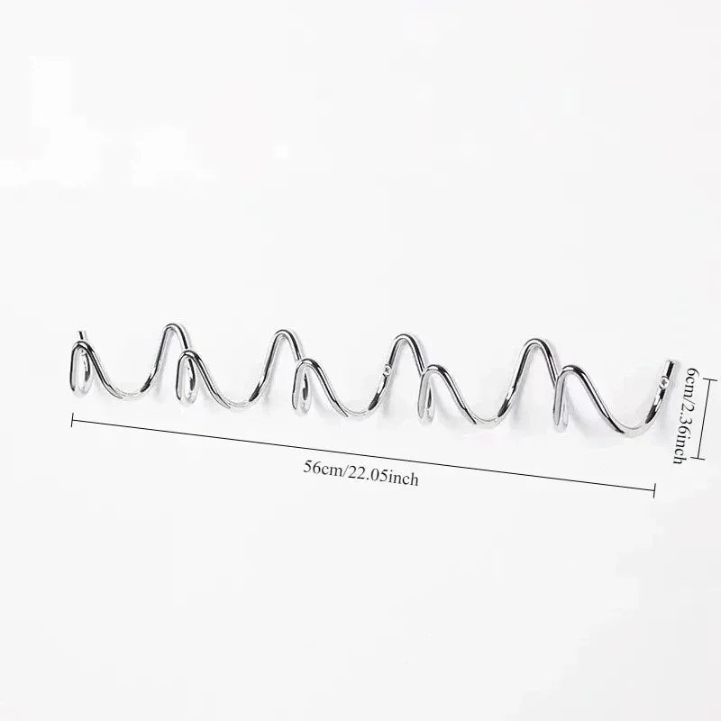 Squiggle Wall Hook Rack in Wrought Iron for Coats and Towels