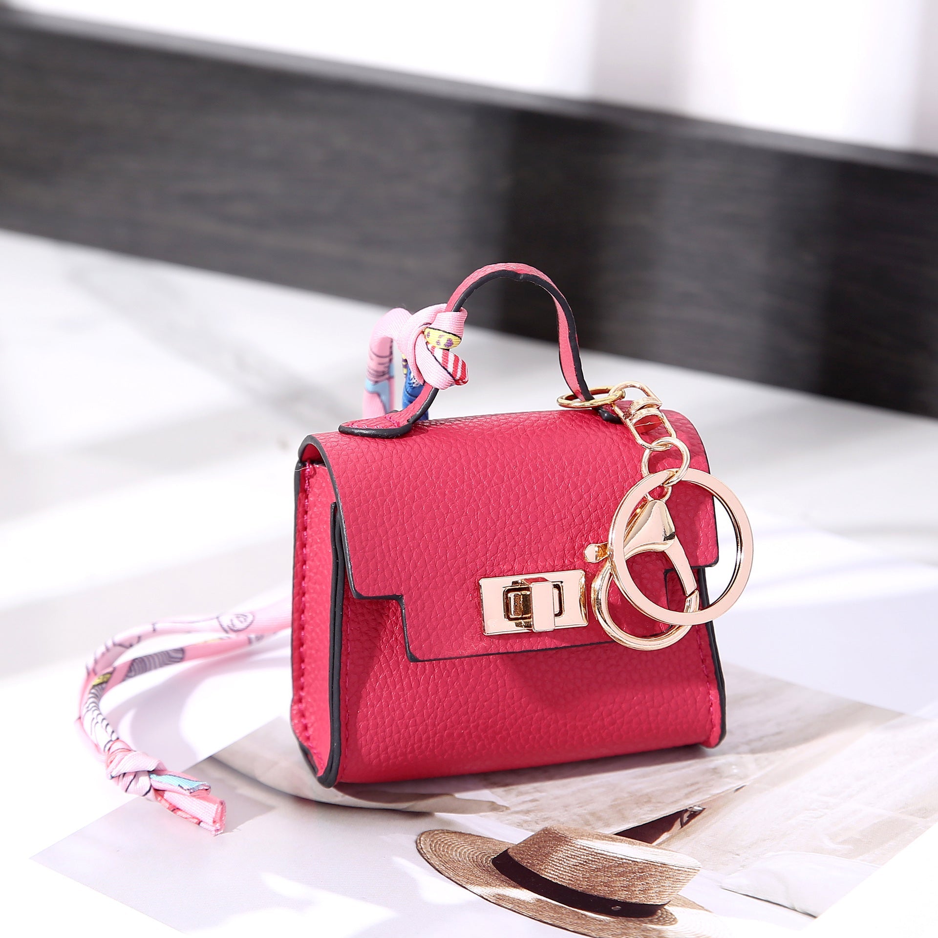 Mini Purse Keychain Bag Charm with Twist Lock Pouch