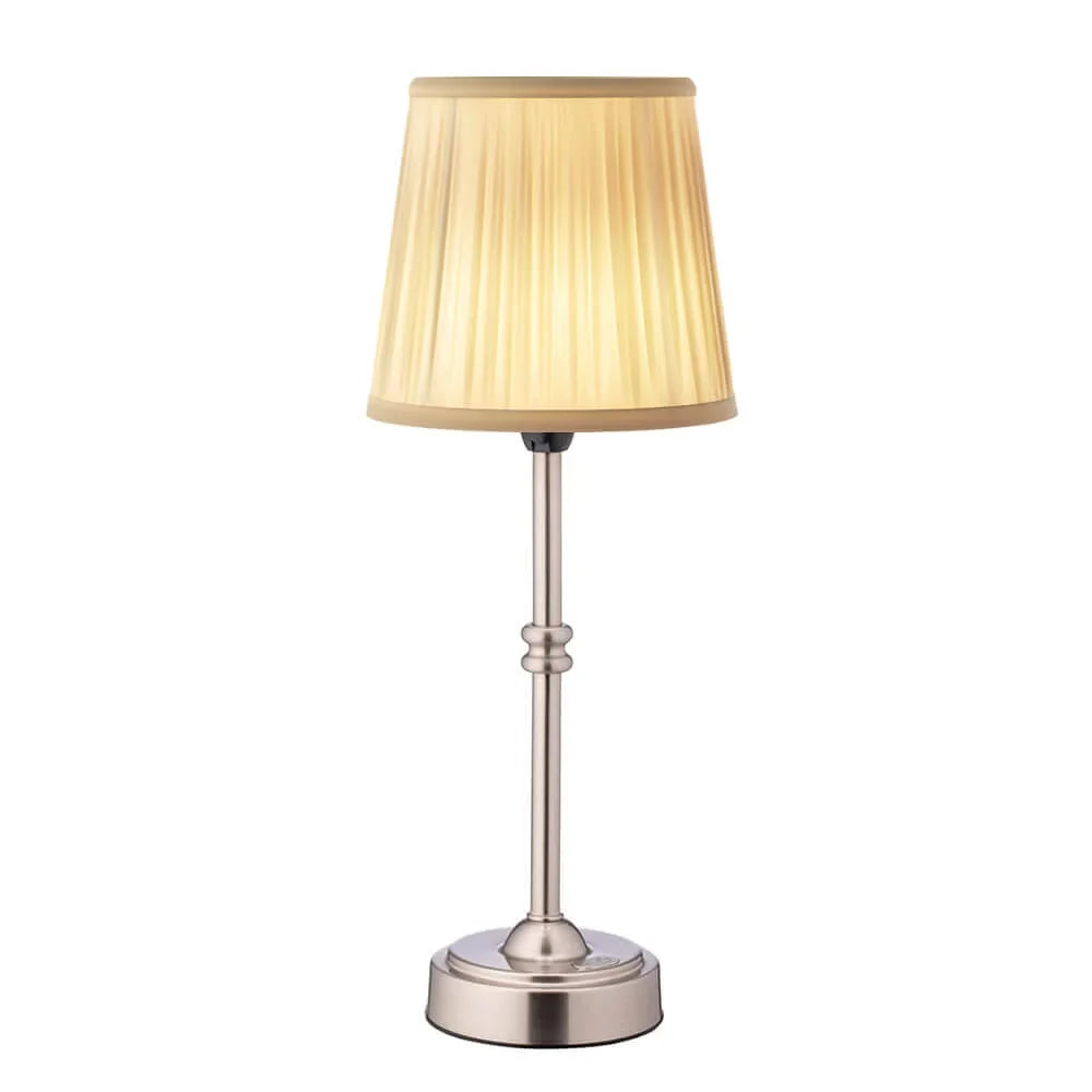 Cordless Table Lamp Fabric Shade Retro Rechargeable Dimmable for Bedside