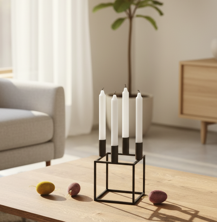 Kubus 4 Moderne Lysestage - Brændt kobber