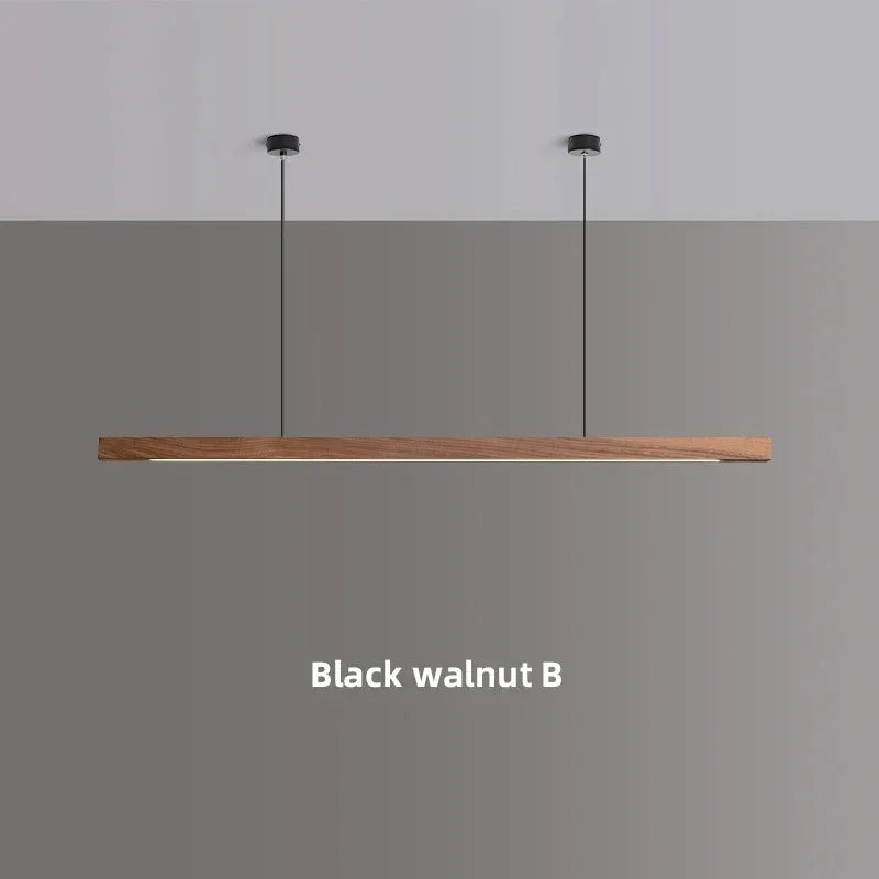 Linear Wood Pendant Light LED for Kitchen Island and Dining Table