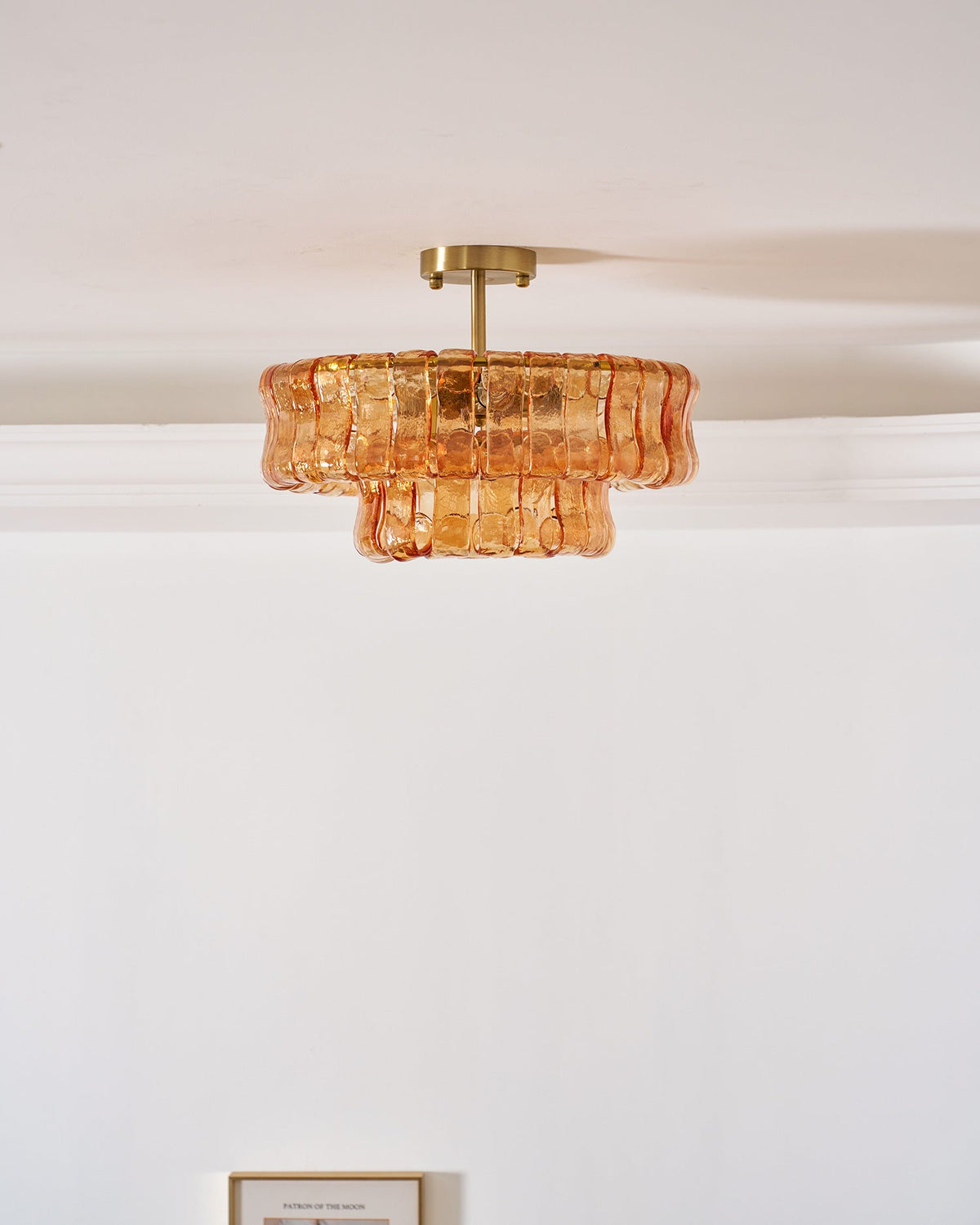 Sculptural Ice Glass Ceiling Light Hand Crafted Faceted Shades Foyer
