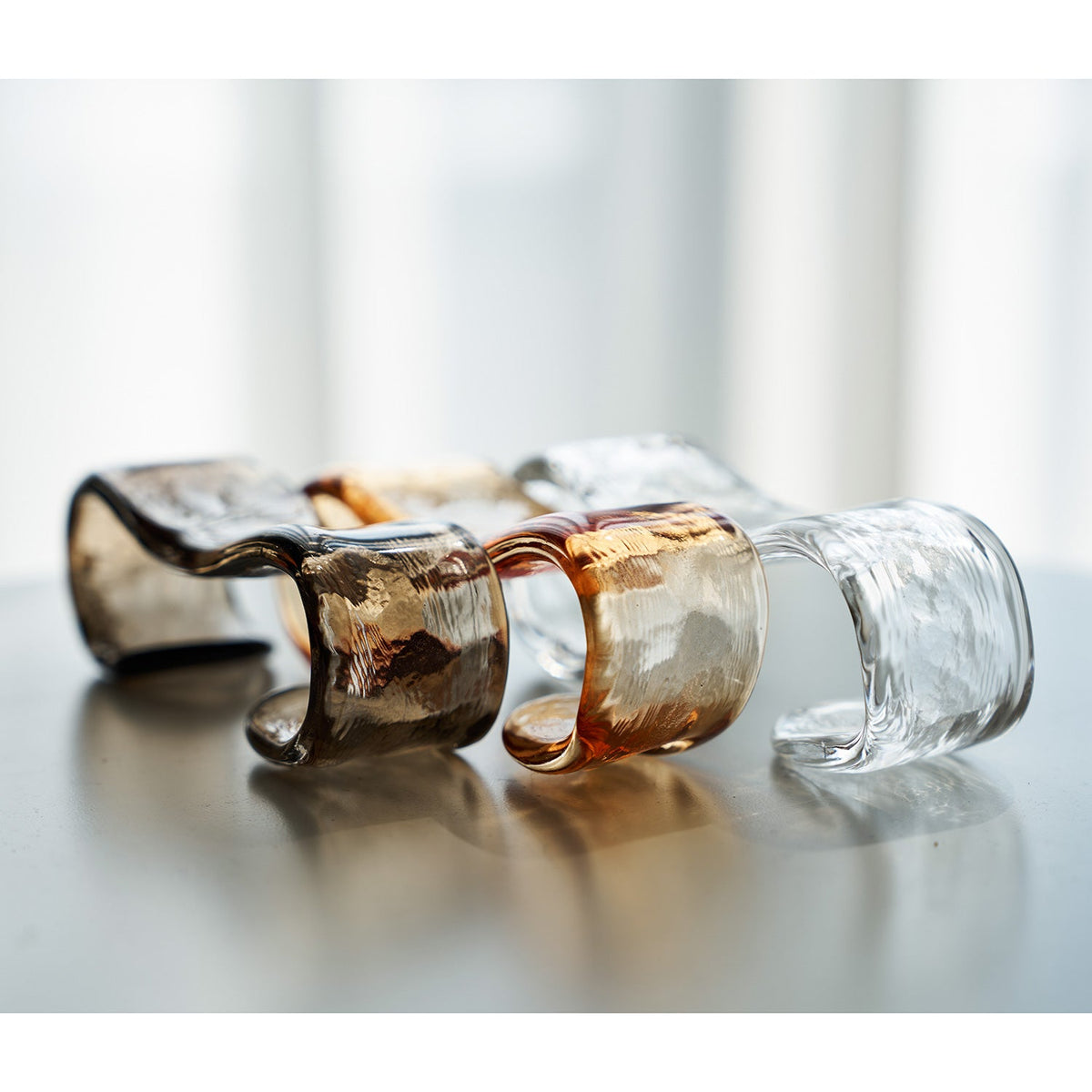 Sculptural Ice Glass Ceiling Light Hand Crafted Faceted Shades Foyer