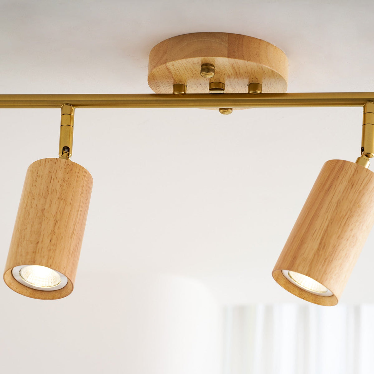 Adjustable Spotlight Bar Ash Wood Ceiling or Wall Mount Art Lighting