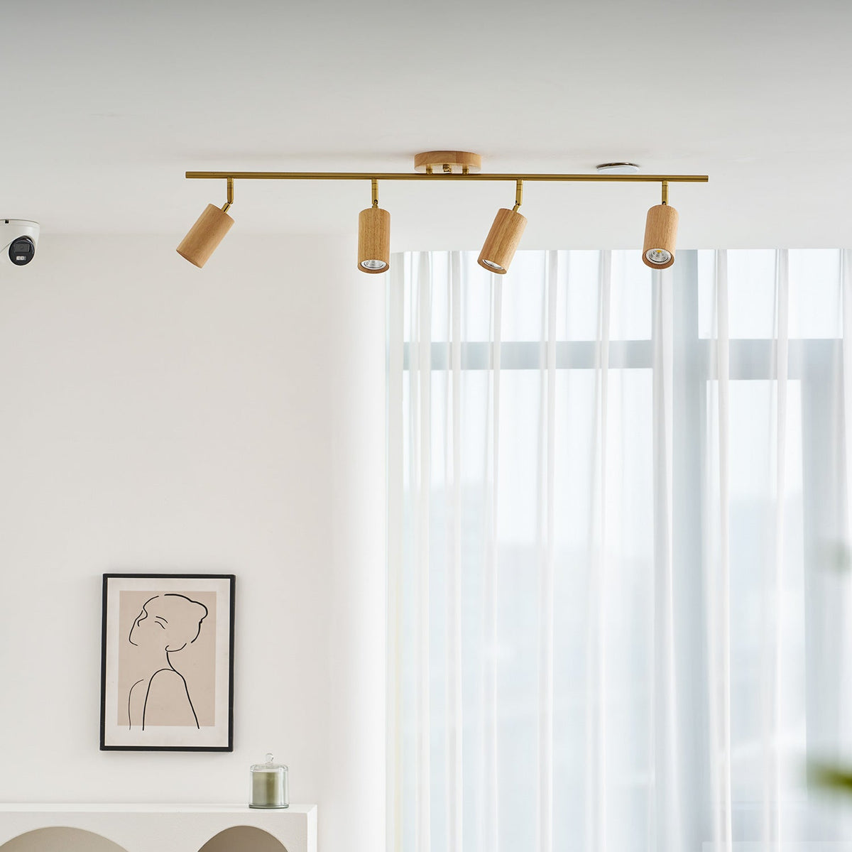 Adjustable Spotlight Bar Ash Wood Ceiling or Wall Mount Art Lighting