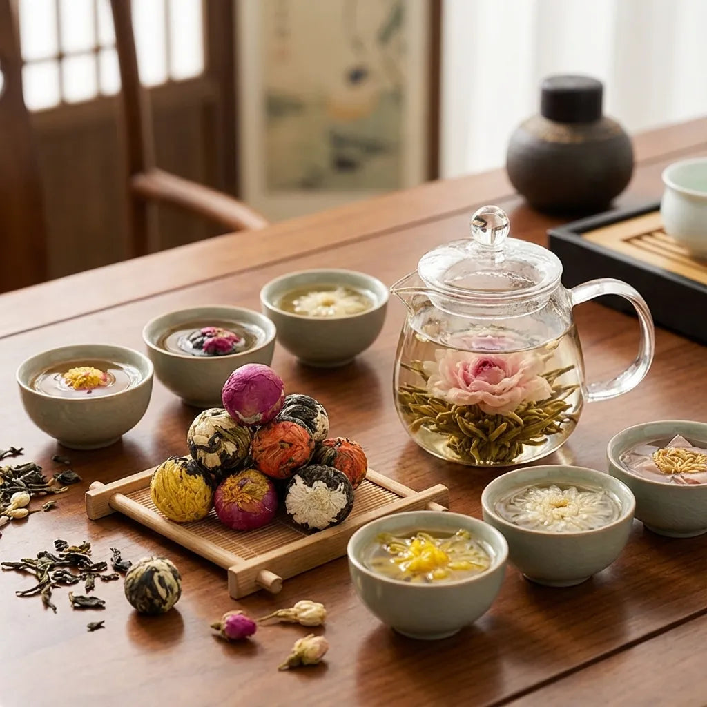 Blooming Tea Balls Pu-erh with Dried Flowers 18 Piece Gift Box