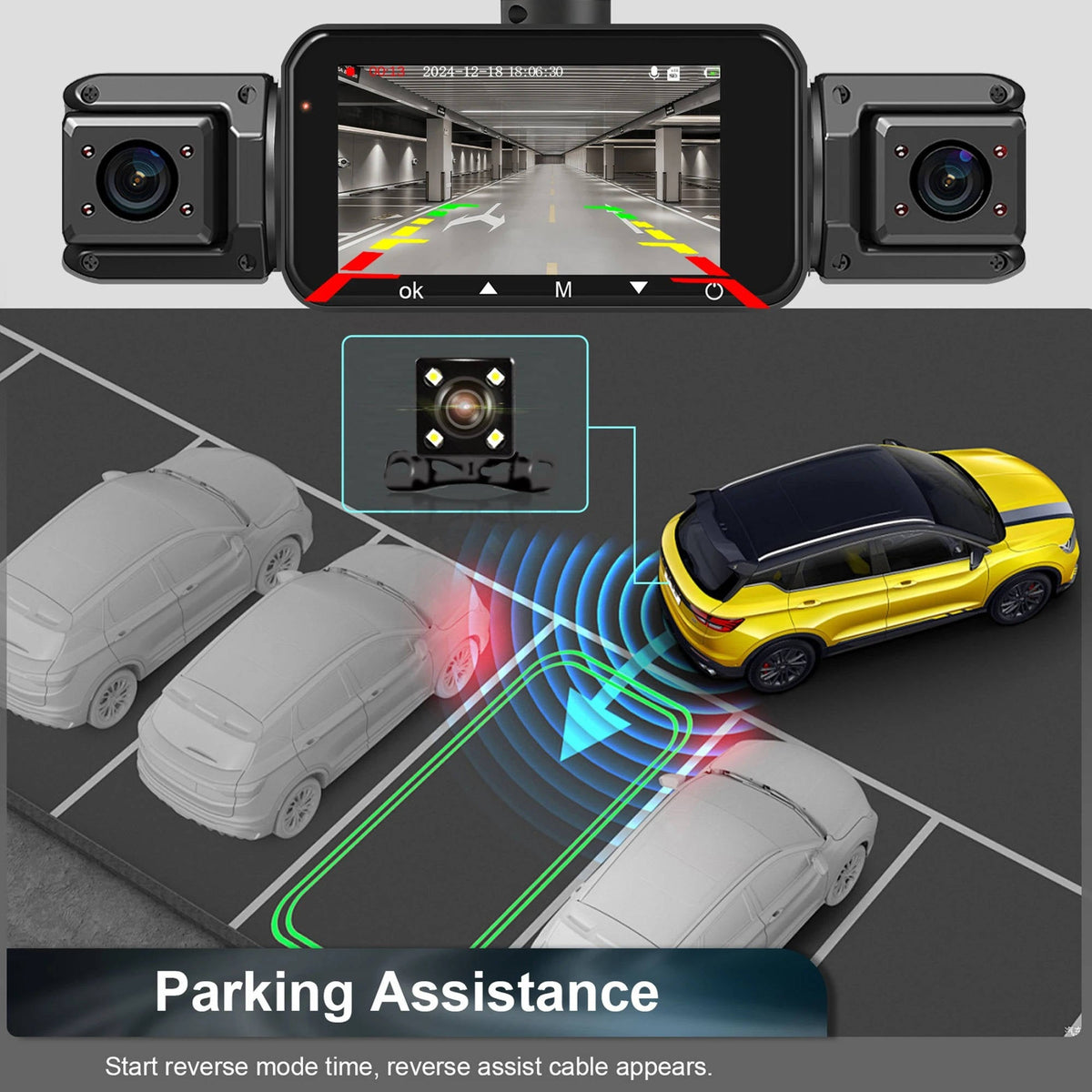 Dash Cam Front and Rear 4 Channel WiFi with Night Vision