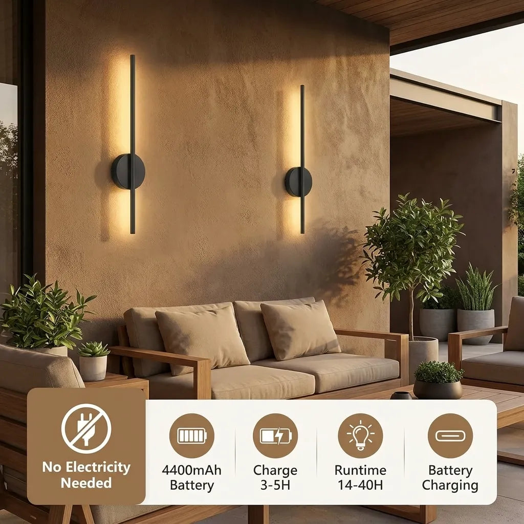 Cordless Wall Sconces Set of 2 Magnetic Rechargeable with Remote