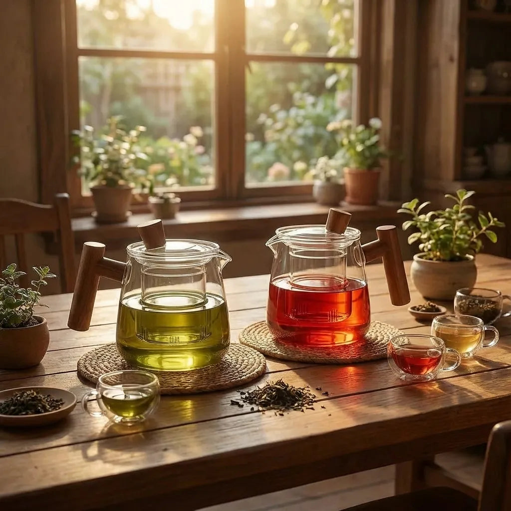 Borosilicate Glass Teapot with Infuser and Wood Handle
