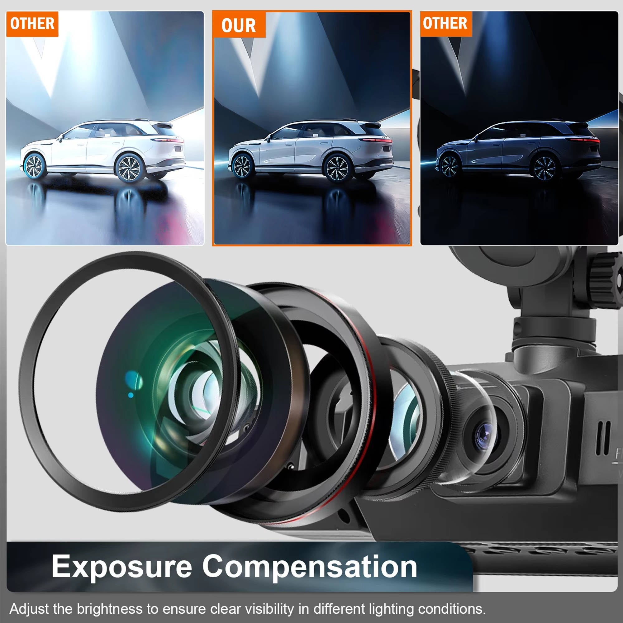 Dash Cam Front and Rear 4 Channel WiFi with Night Vision