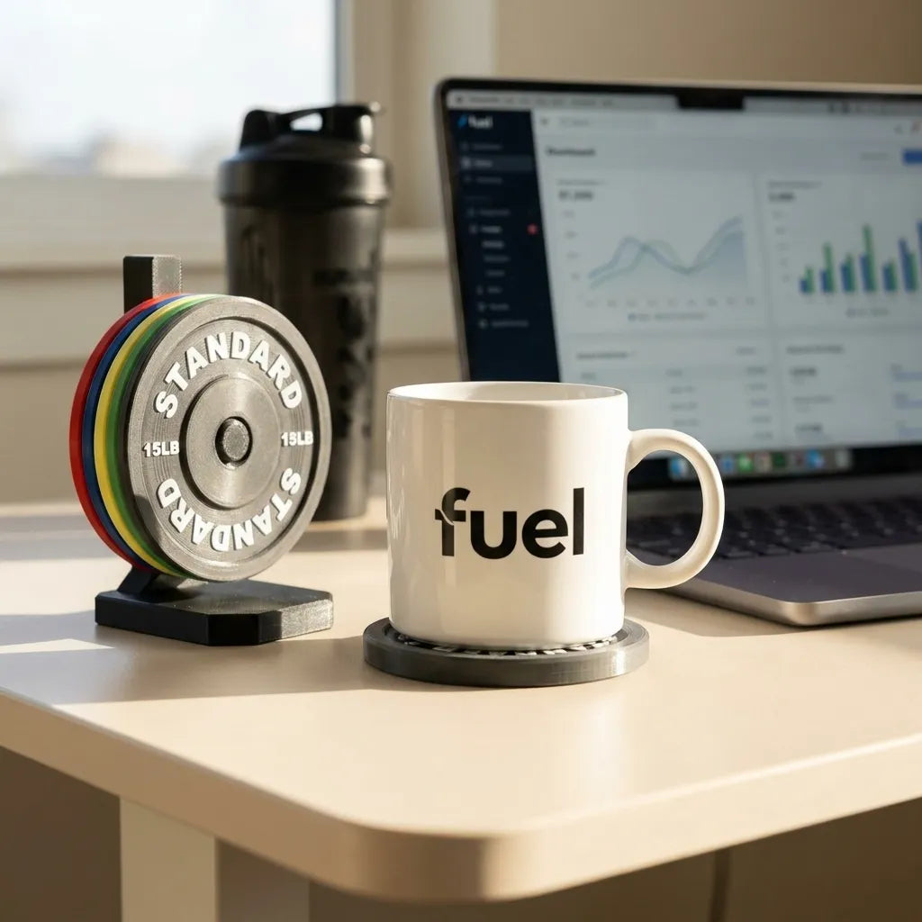 Weight Plate Coaster Set of 5 with Storage Stand