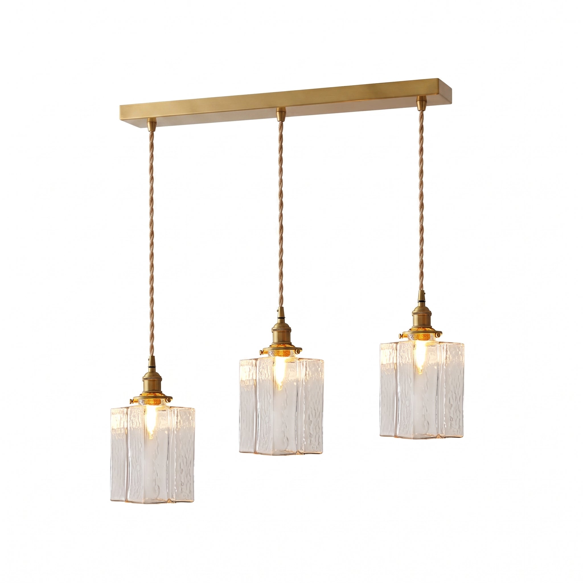 Hammered Glass Pendant Light Brass Frame Cluster Ready Kitchen Island