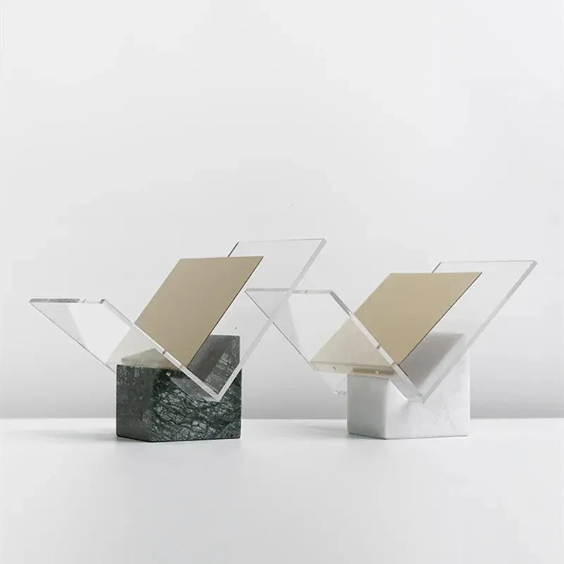 Acrylic File Holder with Solid Marble Base for Desk