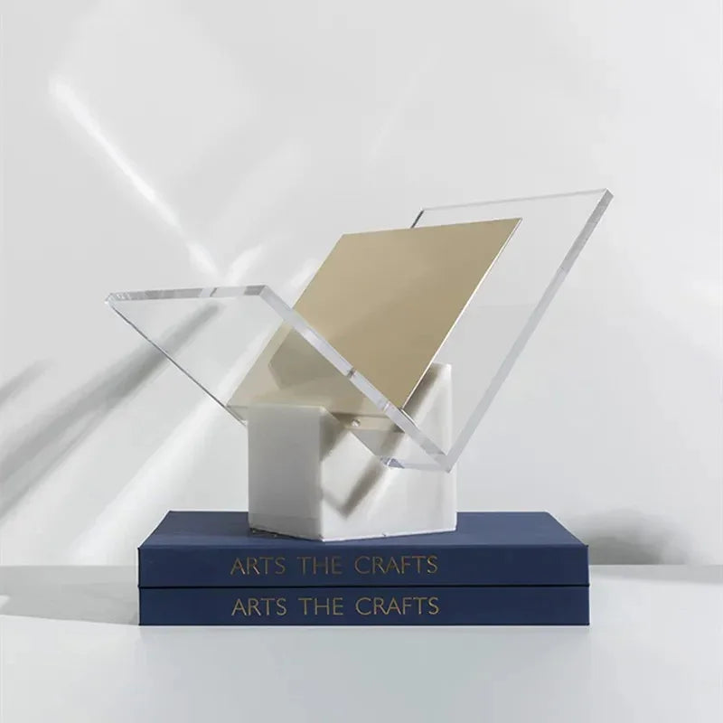 Acrylic File Holder with Solid Marble Base for Desk