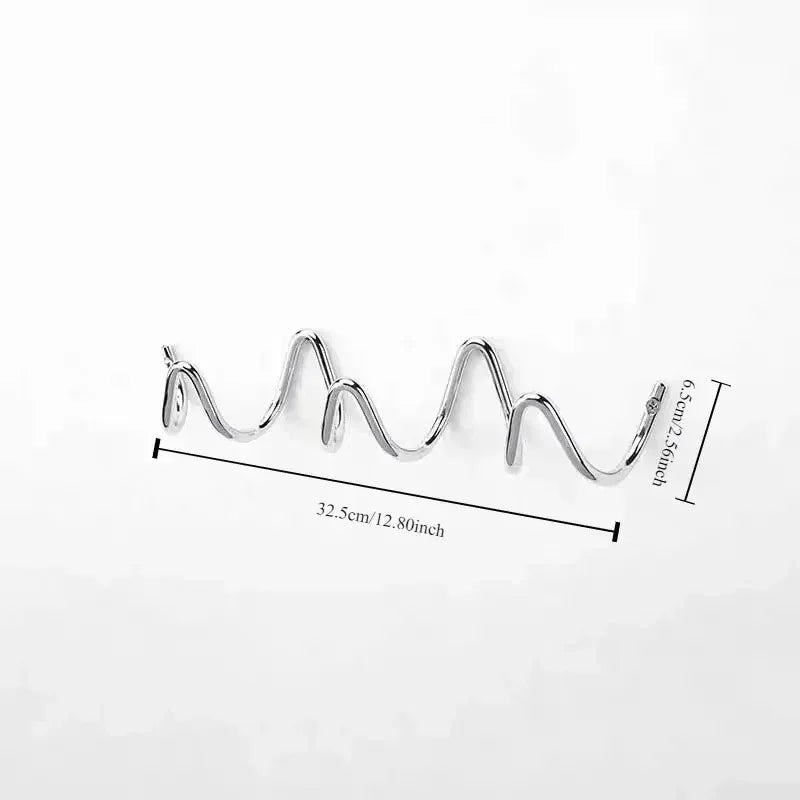 Squiggle Wall Hook Rack in Wrought Iron for Coats and Towels