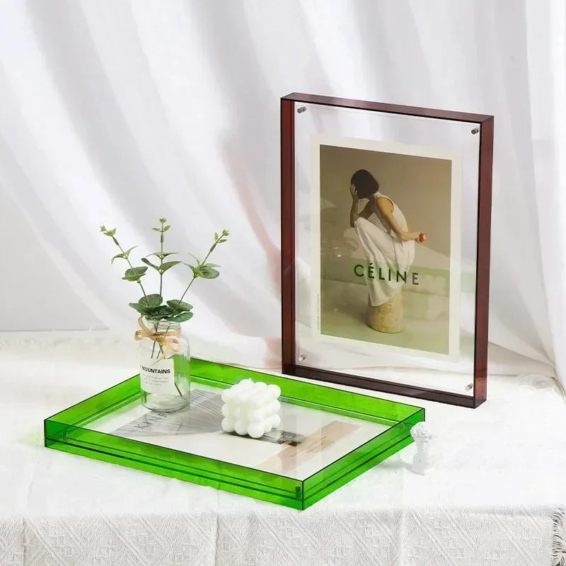 Acrylic Block Picture Frame Freestanding Floating Photo Display