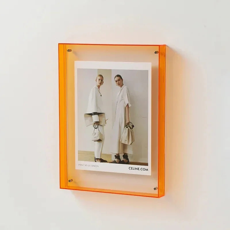 Acrylic Block Picture Frame Freestanding Floating Photo Display