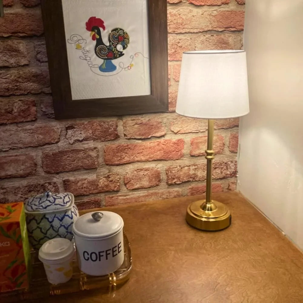 Cordless Table Lamp Fabric Shade Retro Rechargeable Dimmable for Bedside