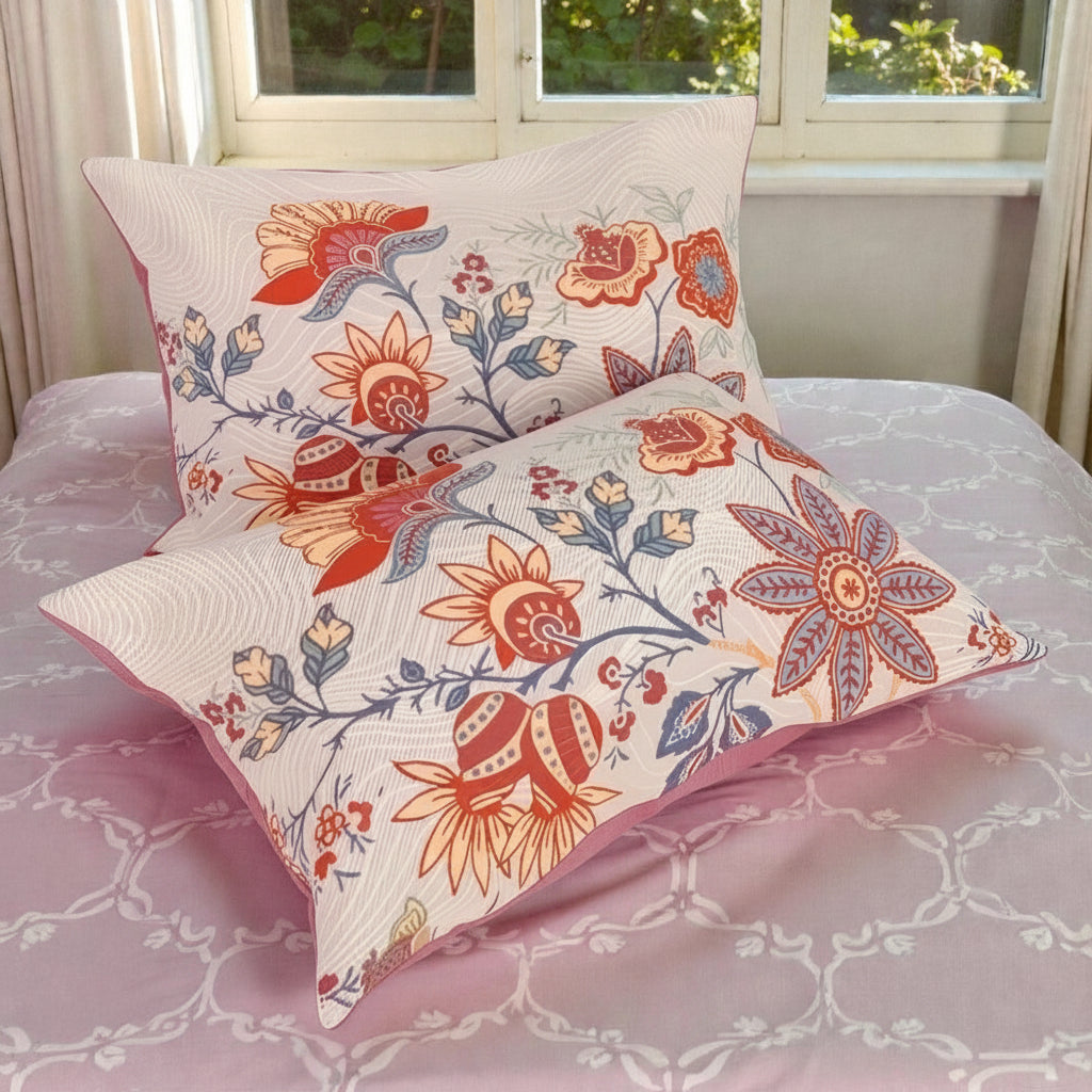 Rustic Boho Floral Pillowcases Cotton Set of 2
