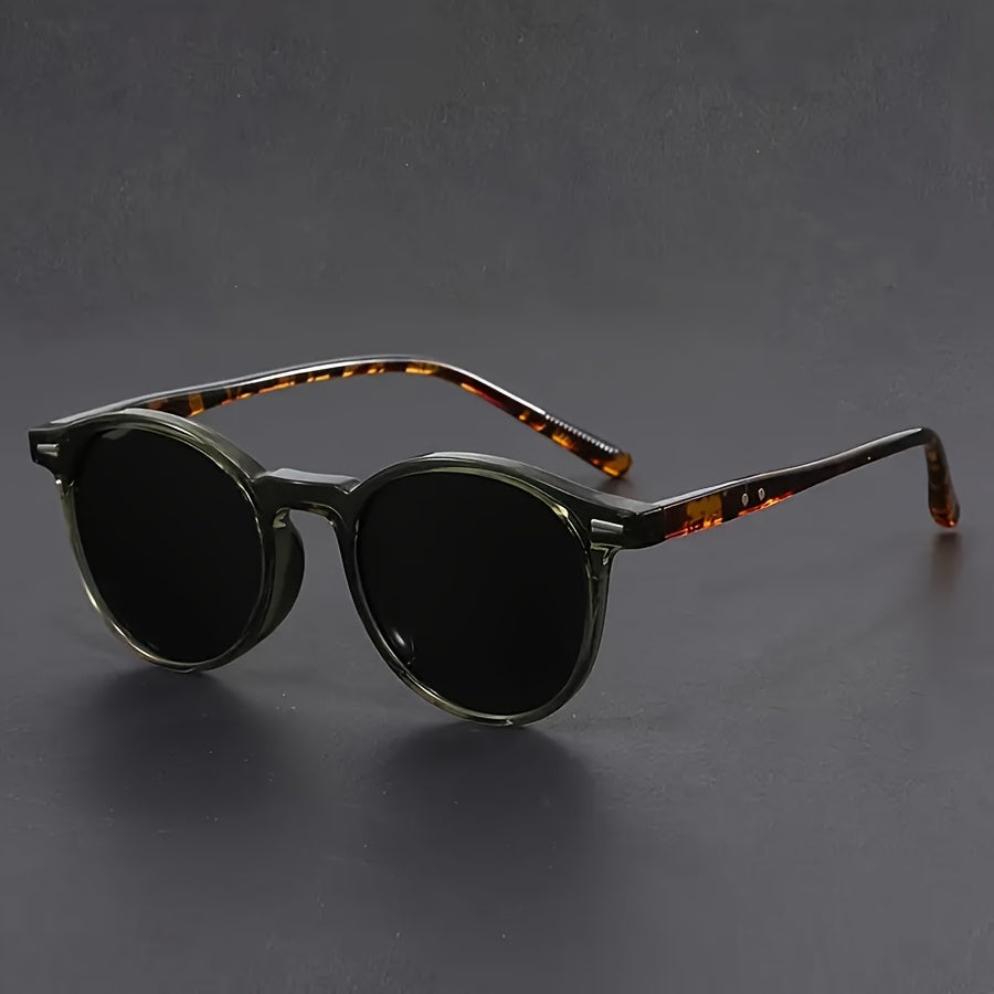 Round Sunglasses Mens Tortoiseshell Lightweight Polycarbonate Frame Retro