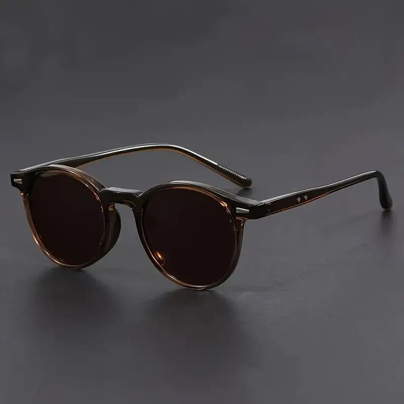 Round Sunglasses Mens Tortoiseshell Lightweight Polycarbonate Frame Retro