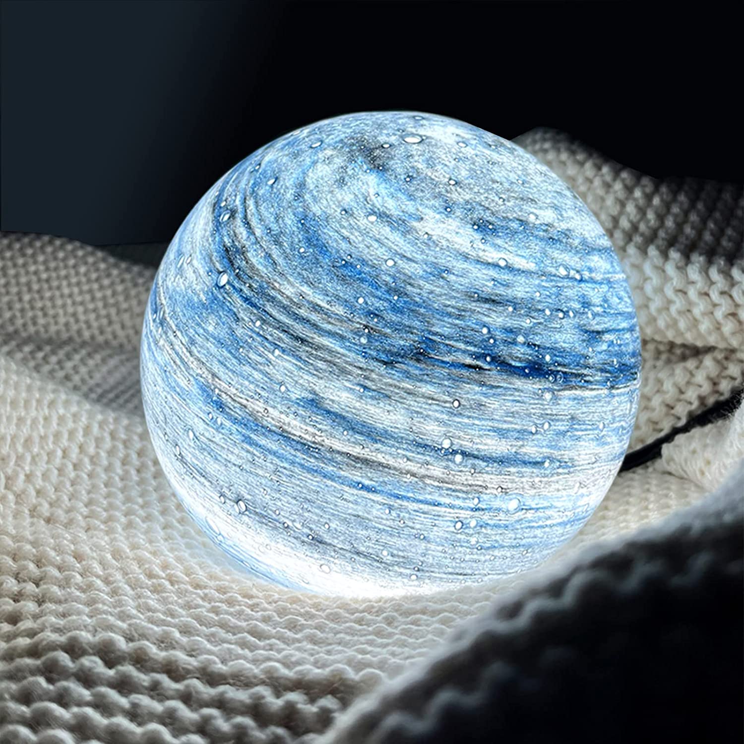 Glass Moon Lamp Cosmos Sphere Night Light for Bedside and Shelf Decor
