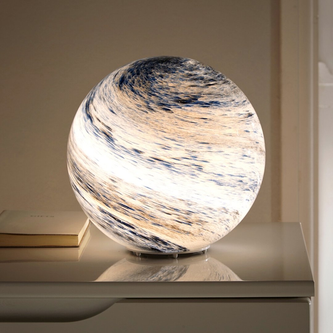 Glass Moon Lamp Cosmos Sphere Night Light for Bedside and Shelf Decor