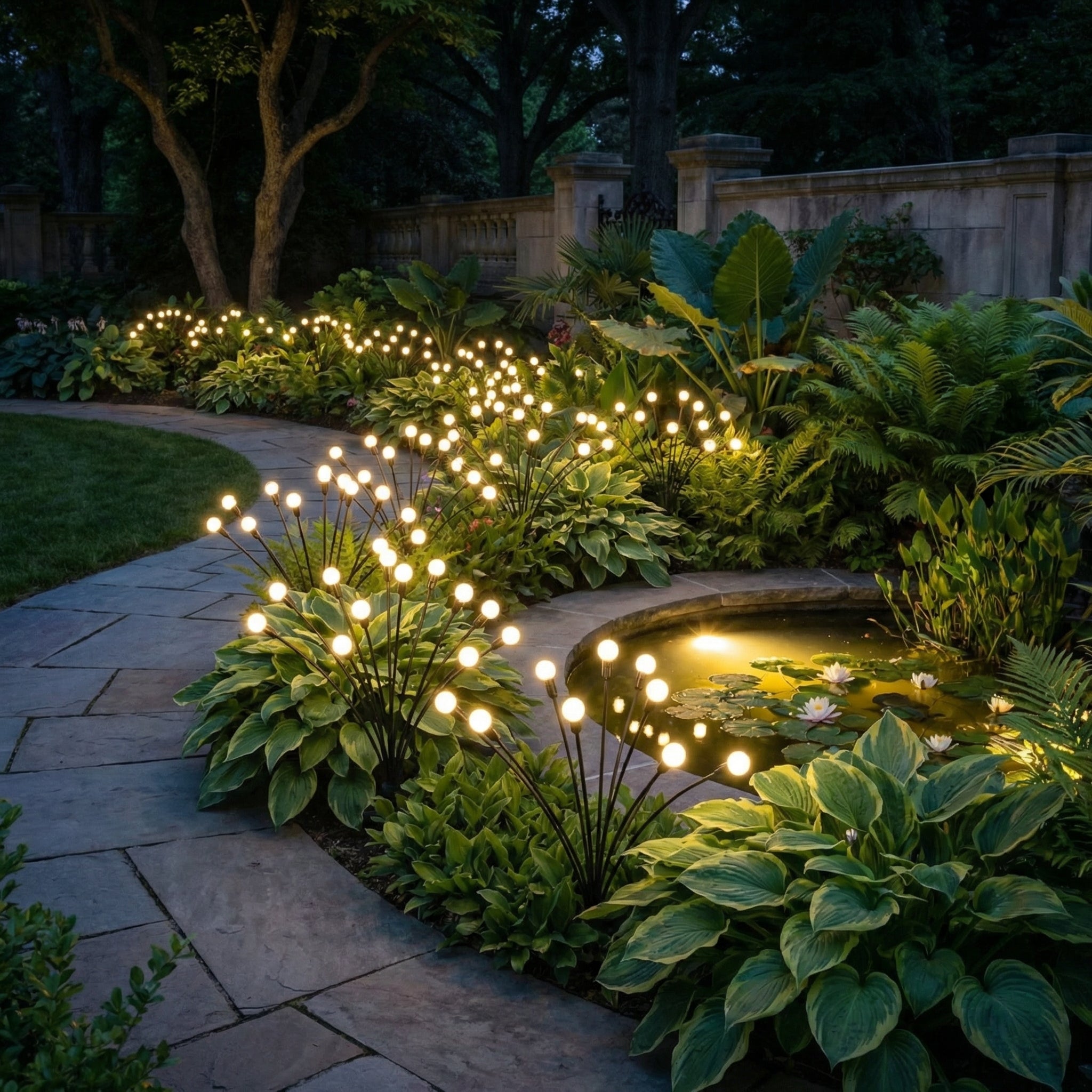 Solar Garden Lights Outdoor Swaying Stake Lights Waterproof for Pathway
