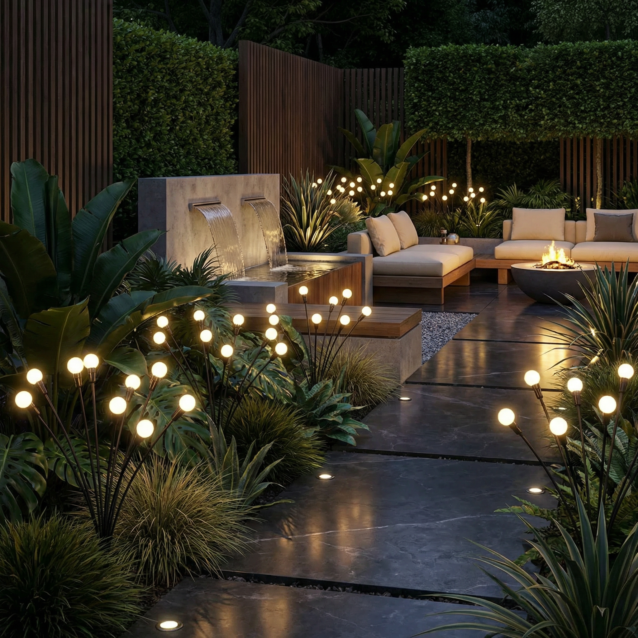 Solar Garden Lights Outdoor Swaying Stake Lights Waterproof for Pathway