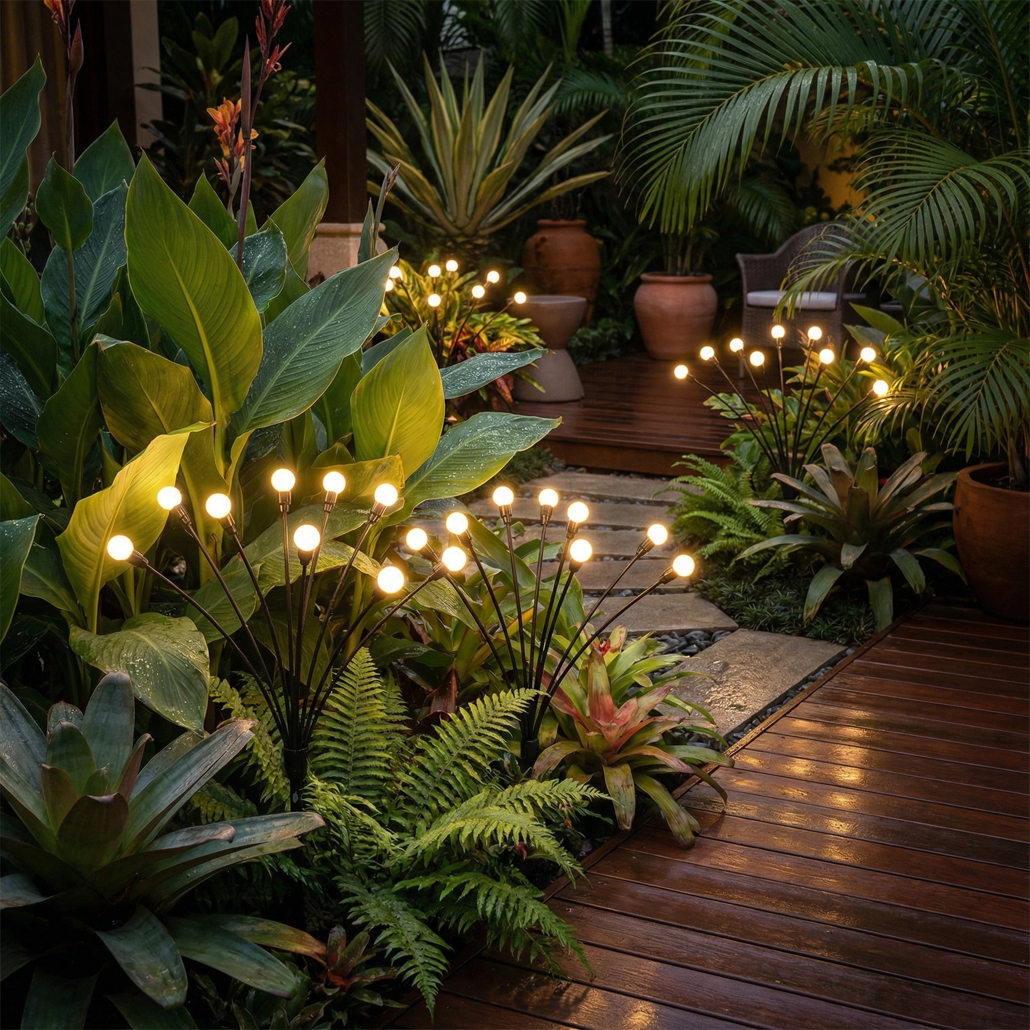 Solar Garden Lights Outdoor Swaying Stake Lights Waterproof for Pathway
