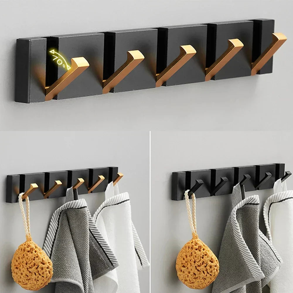 Fold Down Wall Hook Rack Stainless Steel for Coats and Towels