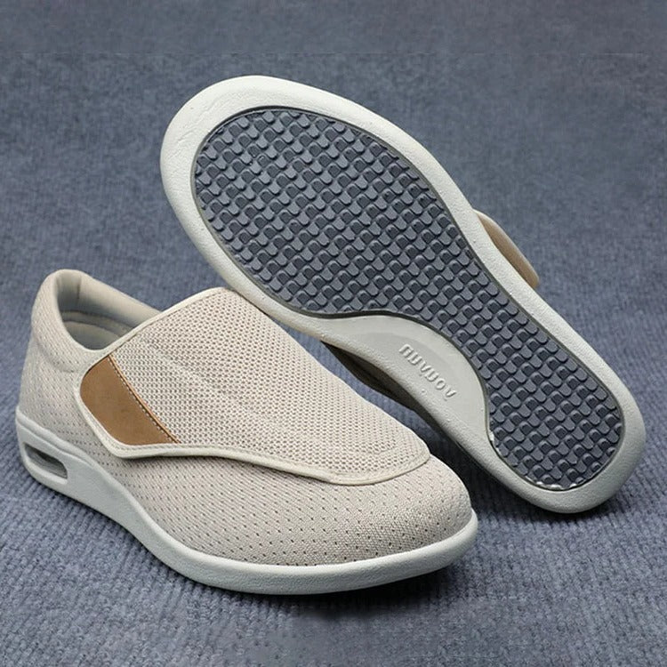 Womens Wide Fit Walking Shoes Adjustable Straps Mesh Upper