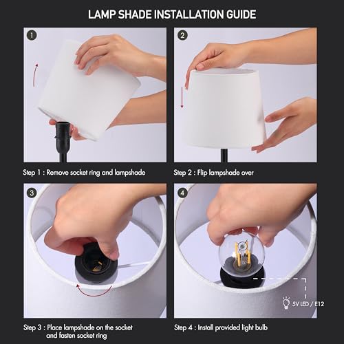 Cordless Table Lamp USB Rechargeable Dimmable for Bedroom and Office Desk