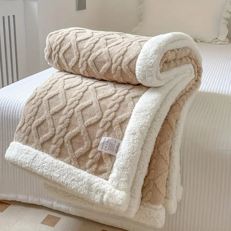 Sherpa Throw Blanket Fleece Reversible for Couch and Bed