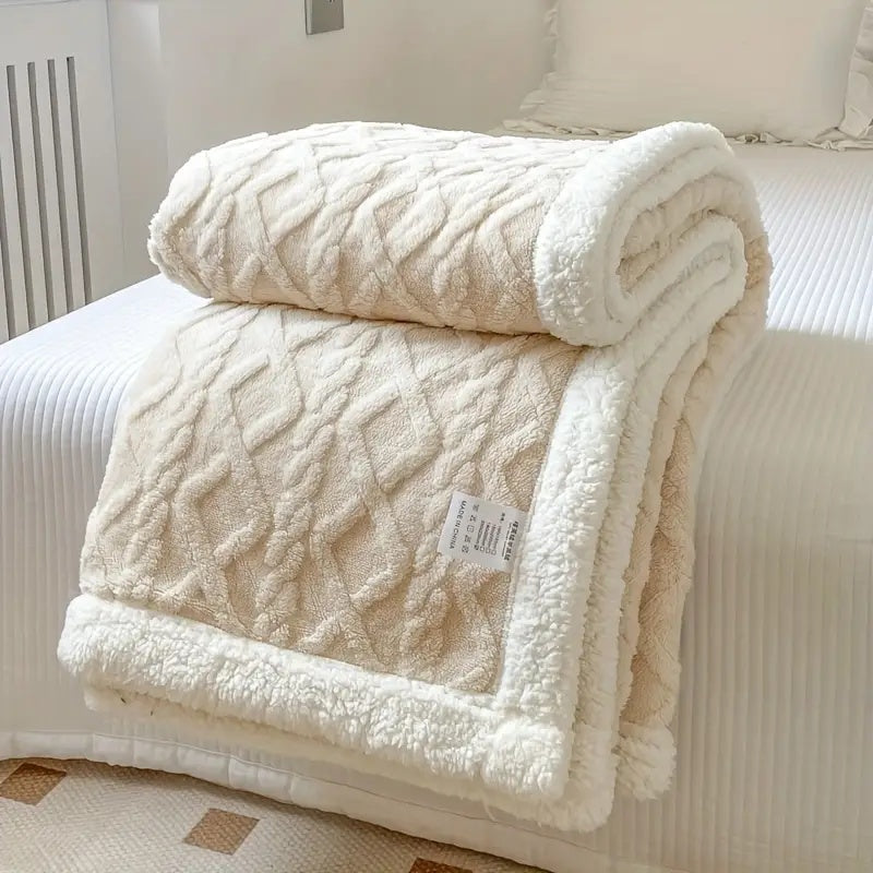 Sherpa Throw Blanket Fleece Reversible for Couch and Bed