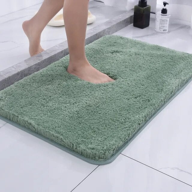 Bath Rug Plush High-Pile Microfiber with Non-Slip Rubber Backing