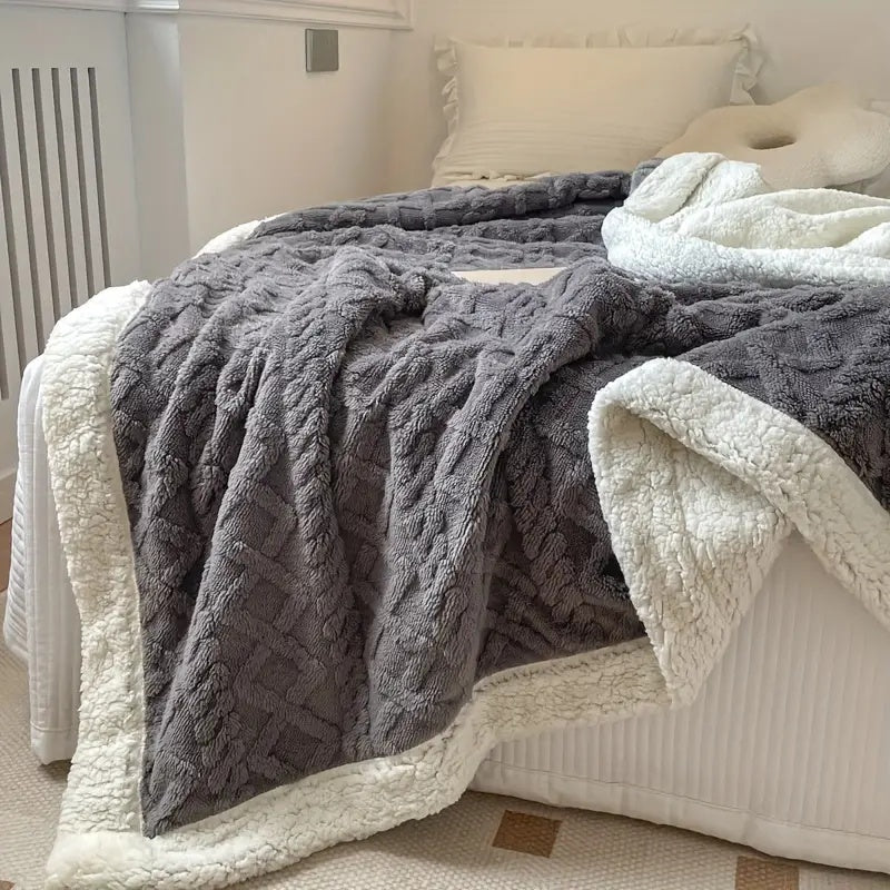 Sherpa Throw Blanket Fleece Reversible for Couch and Bed