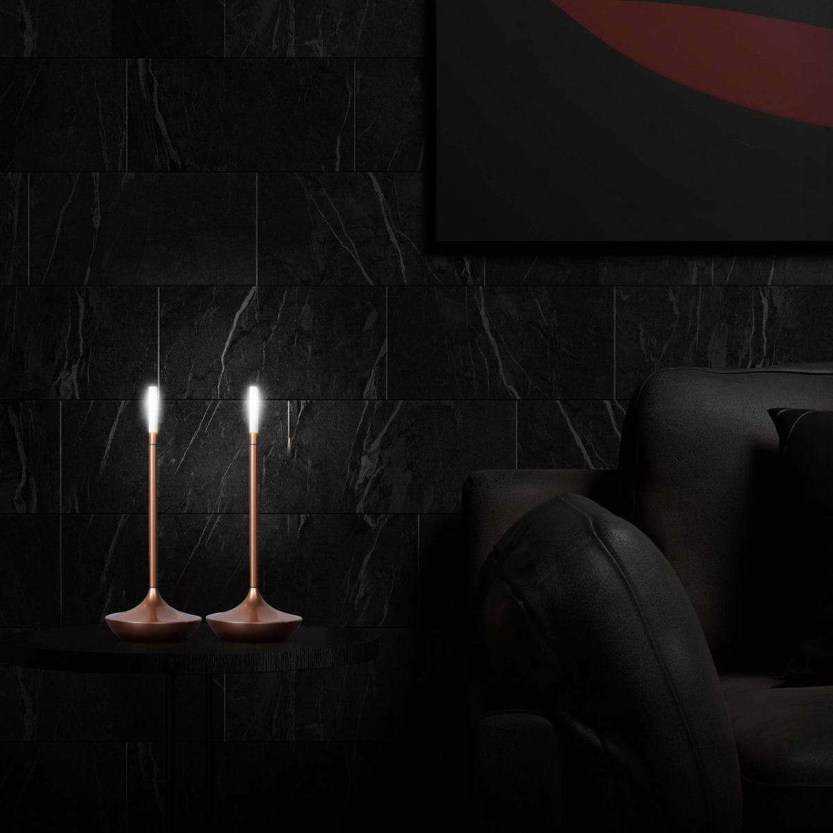 Cordless Table Lamp Rechargeable Brass Candle Glow for Dining and Patio