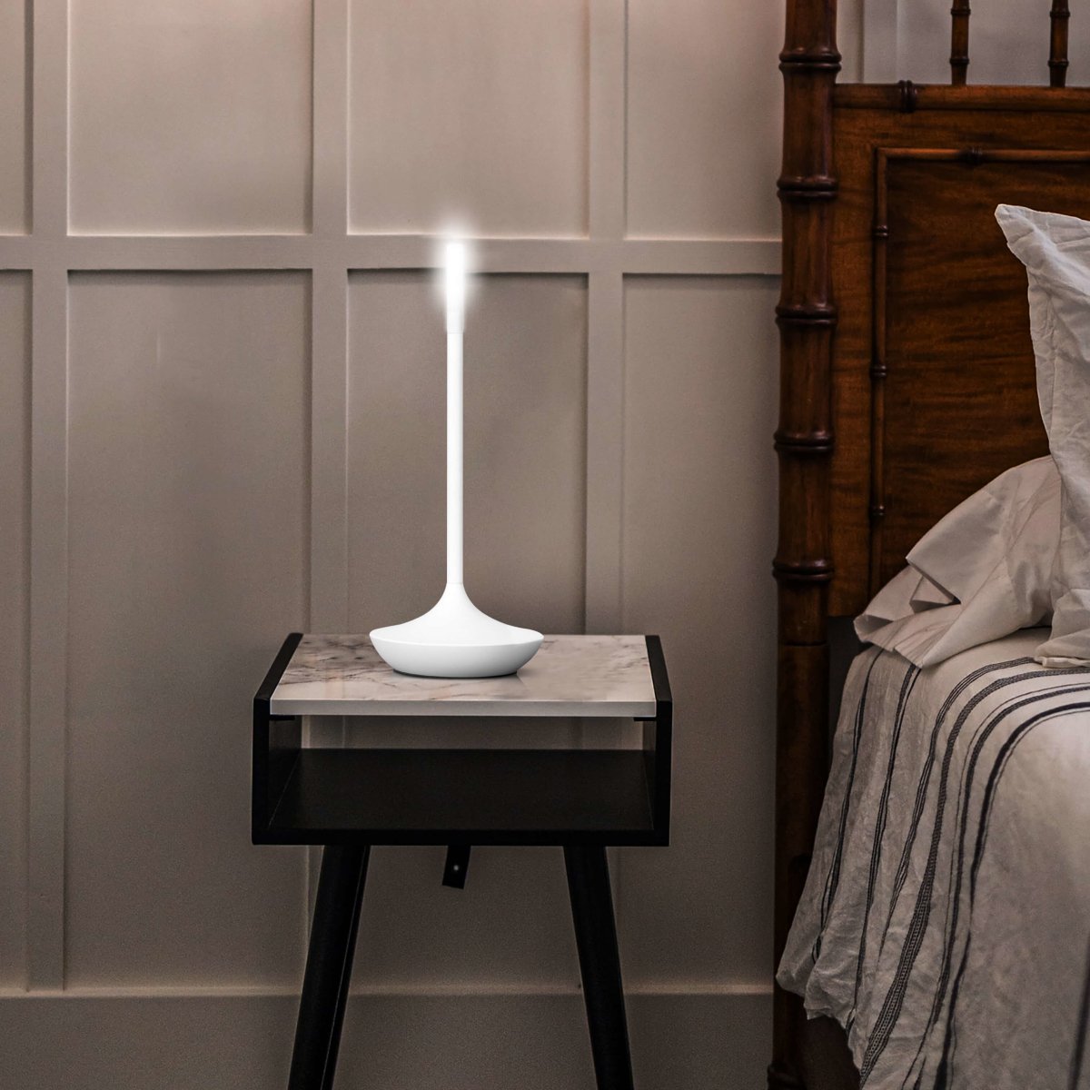 Cordless Table Lamp Rechargeable Brass Candle Glow for Dining and Patio