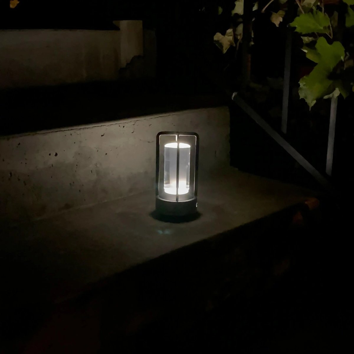 Cordless Table Lamp Lantern Style Metal Cage Dimmable for Patio and Dining